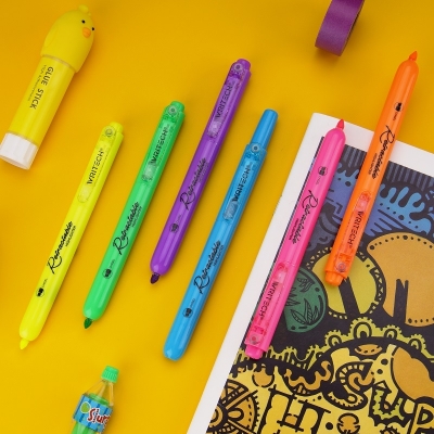 Textmarker retractabil Writech Pastel 